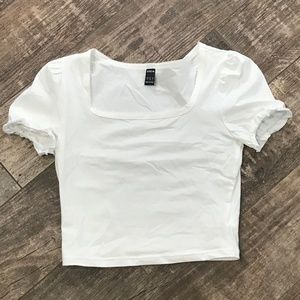 White shein cropped square neck